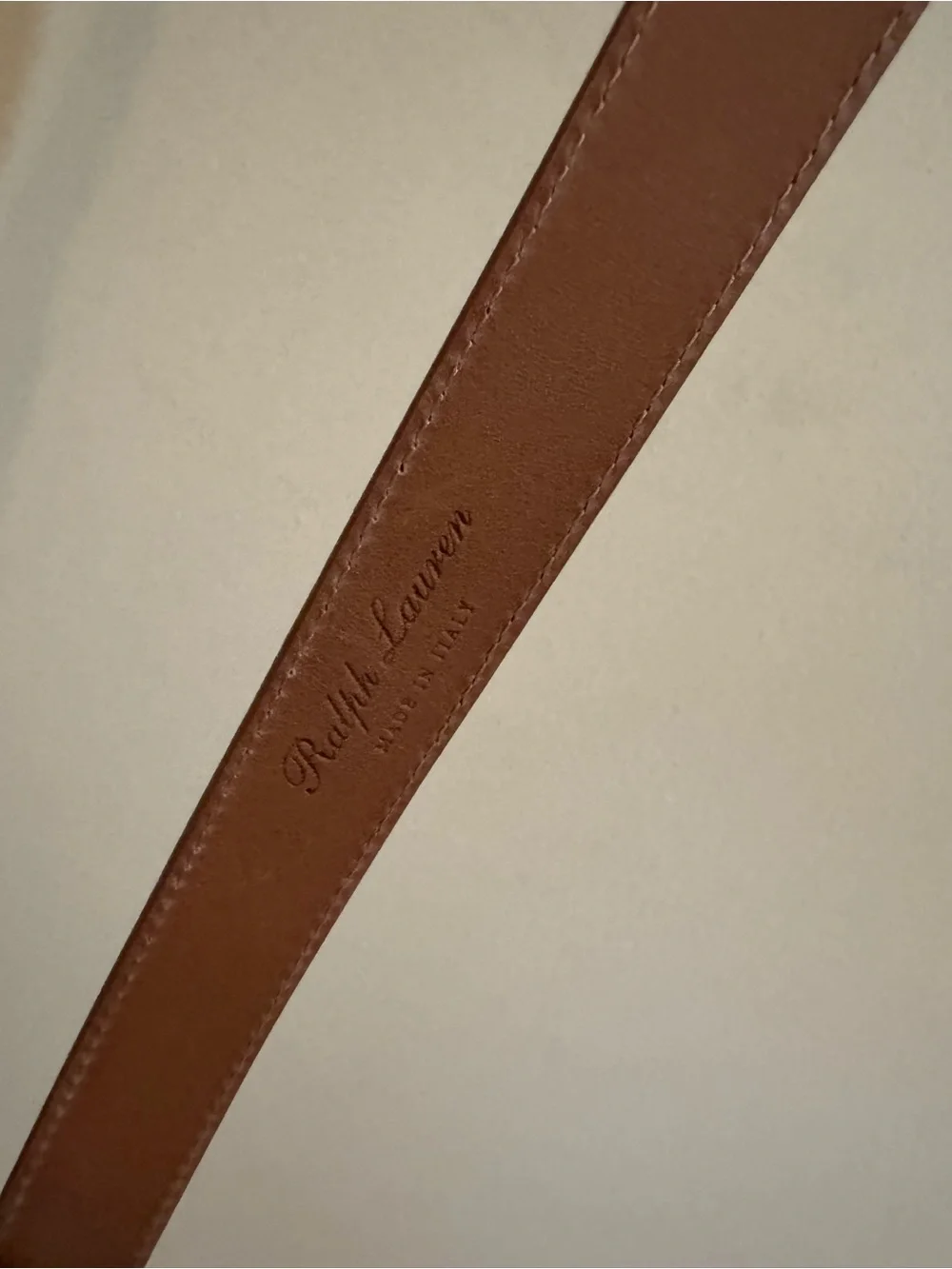 Ralph Lauren Collection Plaque Buckle Metallic Skinny Belt Small Silver
